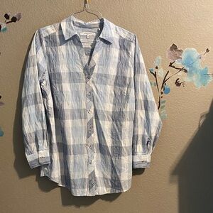 Fox Croft Faith beach plaid button up tunic top 14W / XL